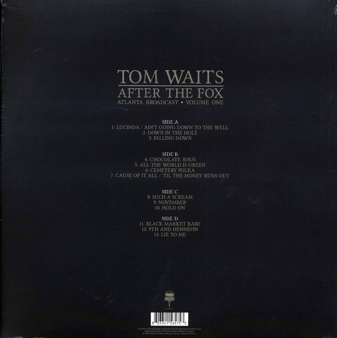 Tom Waits - After The Fox Volume 1: Atlanta Broadcast (2xLP) vinyl LP back cover