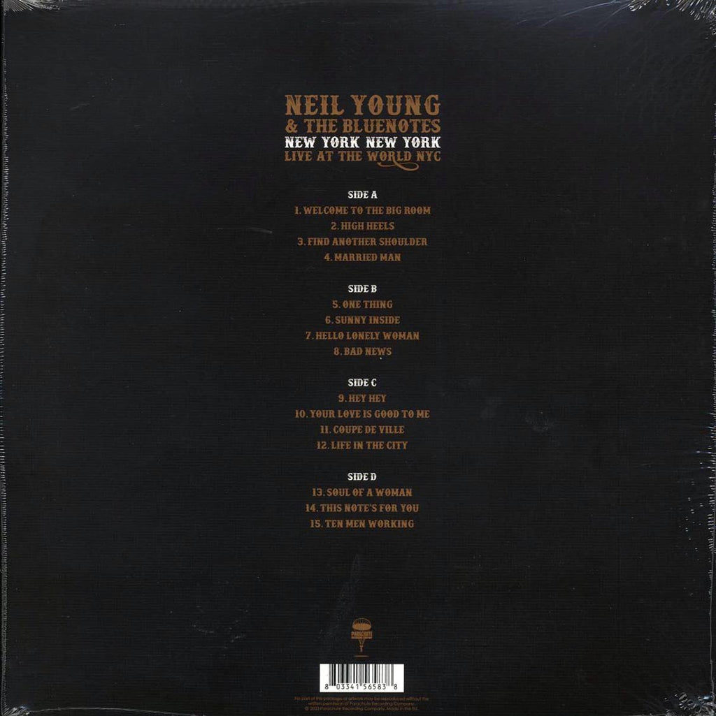 Neil Young & The Bluenotes - New York New York (Live At The World NYC) (2xLP) vinyl LP back cover