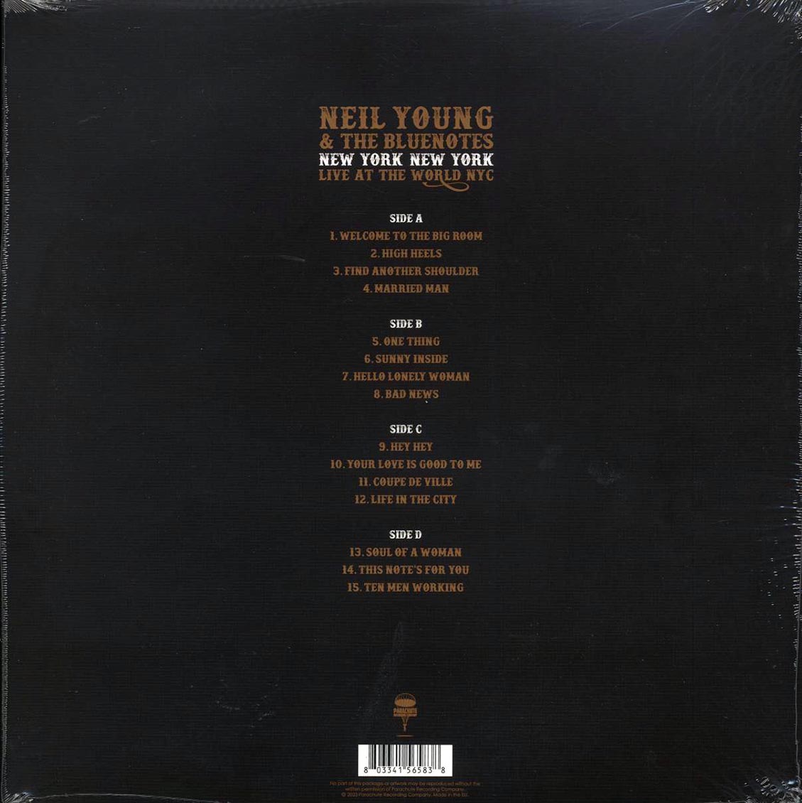 Neil Young & The Bluenotes - New York New York (Live At The World NYC) (2xLP) vinyl LP back cover
