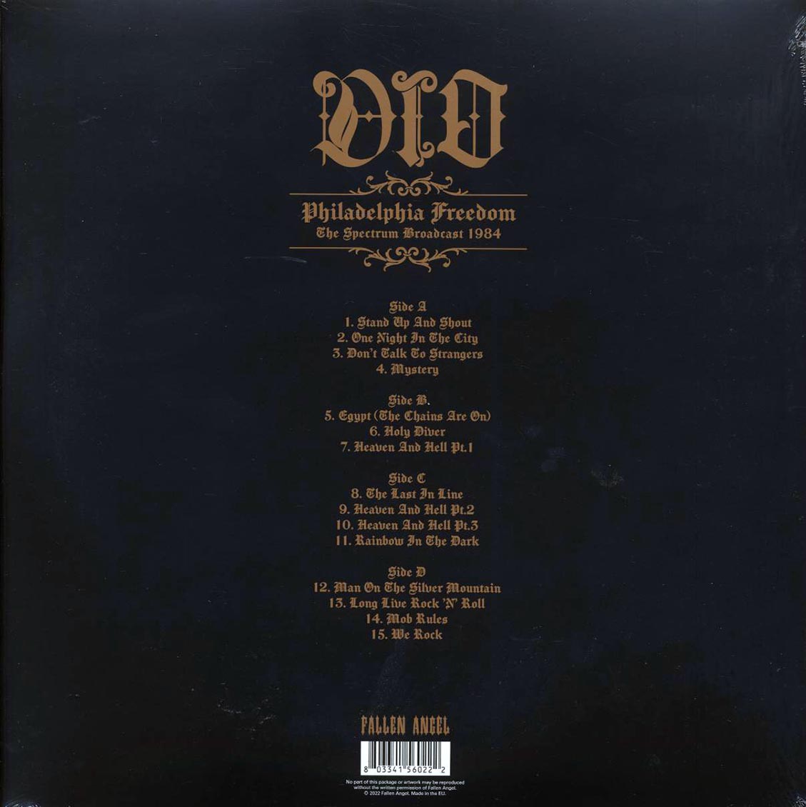 Dio - Philadelphia Freedom: The Spectrum Broadcast 1984 (2xLP) vinyl LP back cover