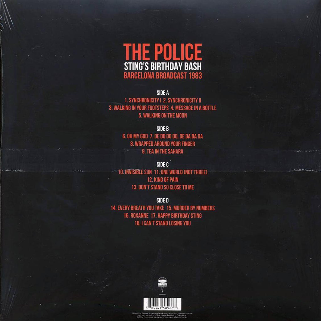 The Police - Sting's Birthday Bash: Barcelona Broadcast 1983 (2xLP) vinyl LP back cover