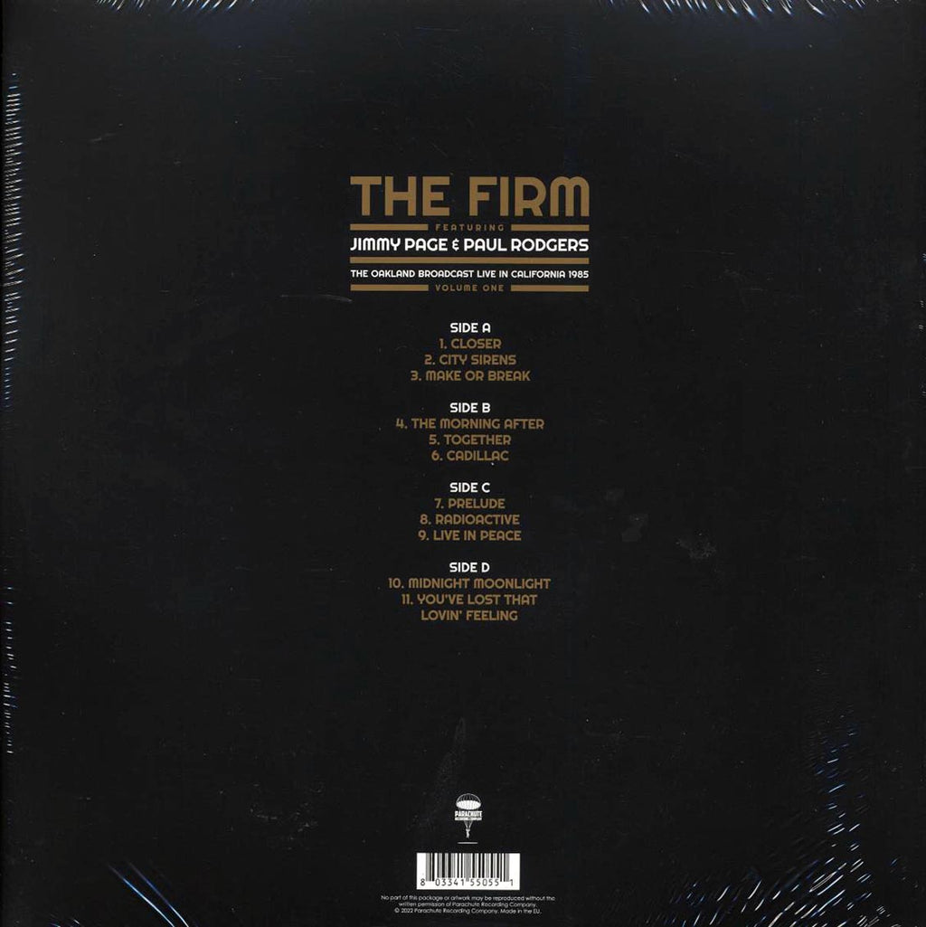 The Firm, Jimmy Page, Paul Rogers - The Oakland Broadcast Volume 1: Live In California 1985 (2xLP) vinyl LP back cover