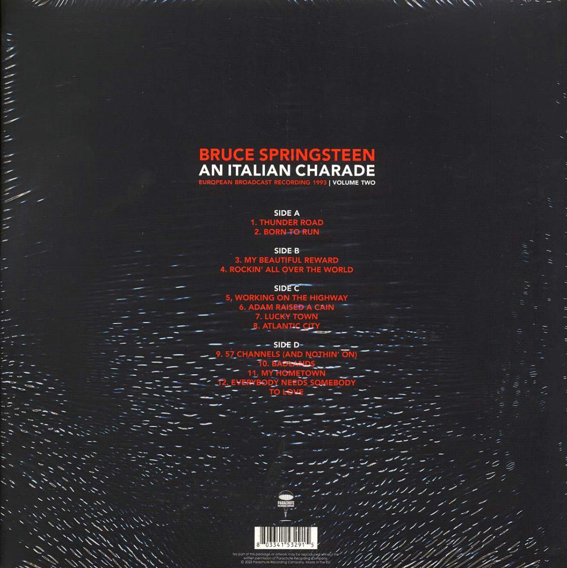 Bruce Springsteen - An Italian Charade Volume 2 (2xLP) vinyl LP back cover