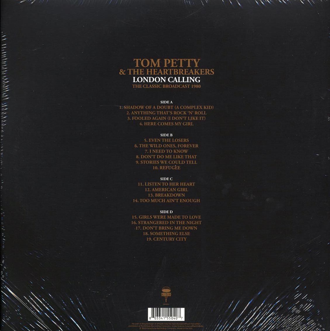 Tom Petty & The Heartbreakers - London Calling The Classic Broadcast 1980 (2xLP) vinyl LP back cover
