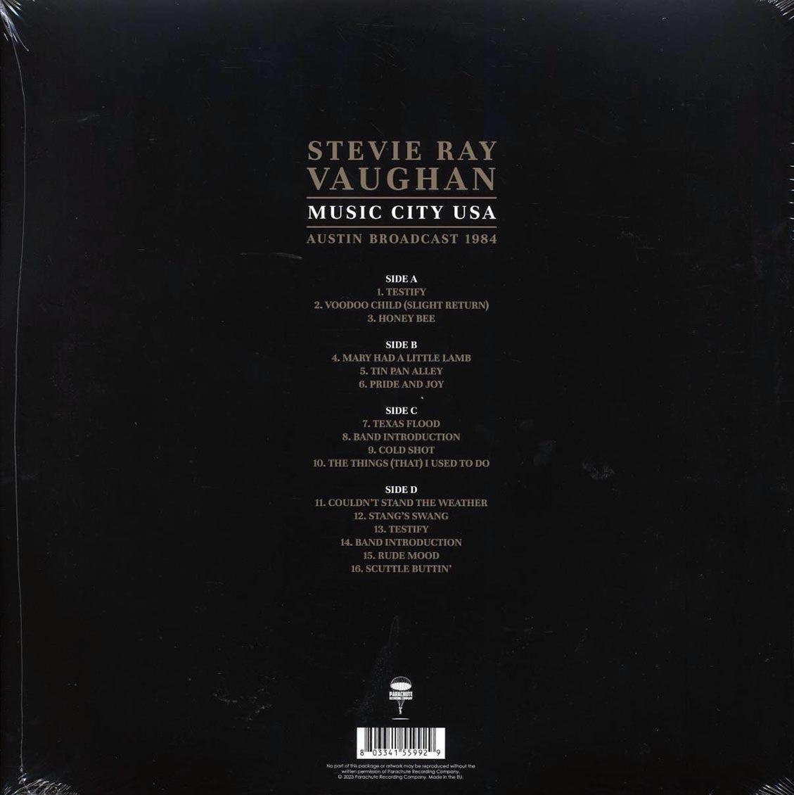 Stevie Ray Vaughan - Music City USA: Austin Broadcast 1984 (2xLP) vinyl LP back cover