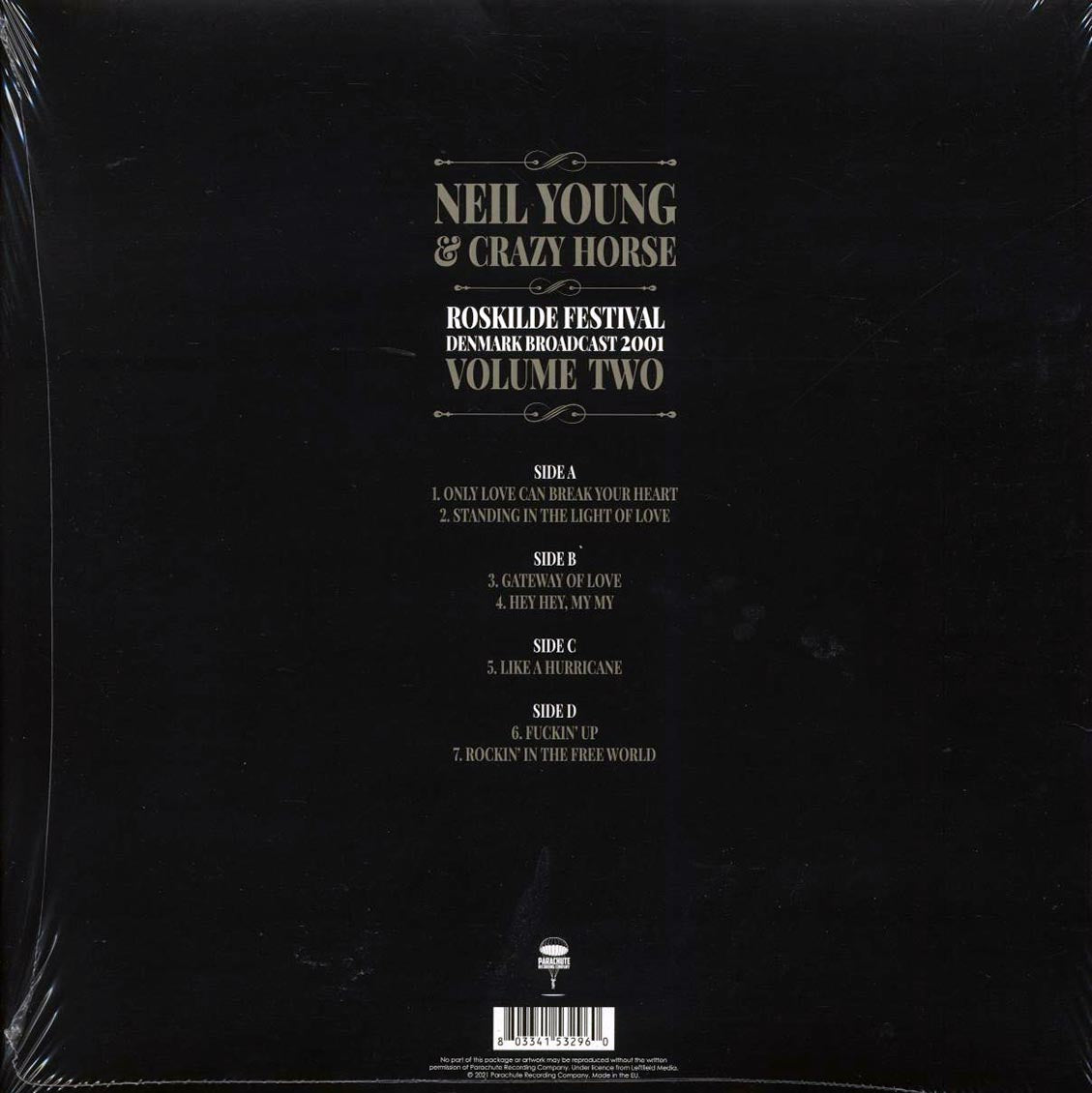 Neil Young & Crazy Horse - Roskilde Festival Denmark Volume 2: Broadcast 2001 (2xLP) vinyl LP back cover