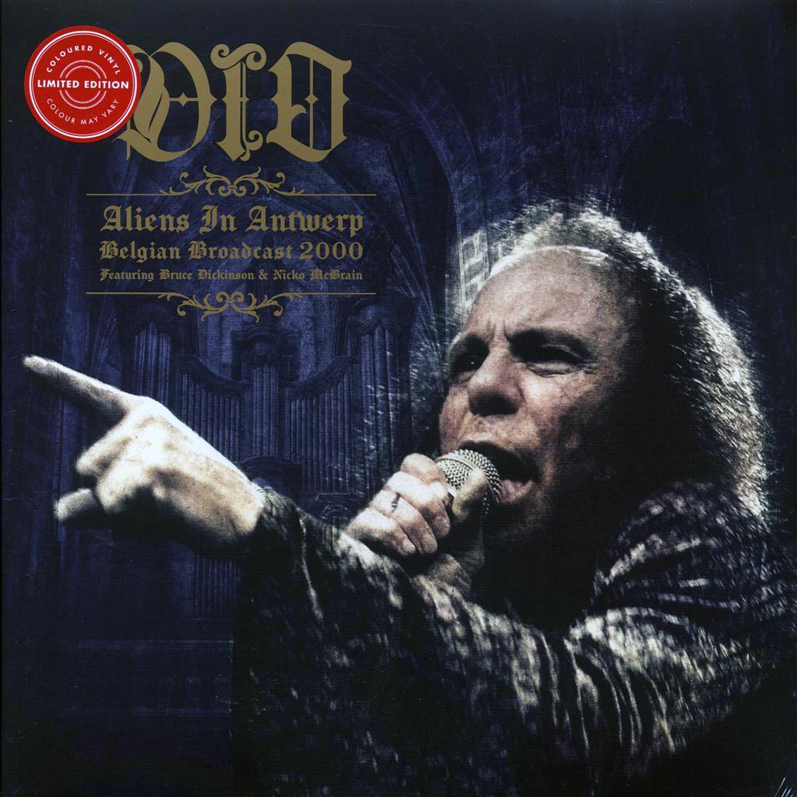 Dio, Bruce Dickinson, Nicko McBrain - Aliens In Antwerp Belgian Broadcast 2000 (2xLP) (clear/black splatter vinyl) vinyl LP front cover