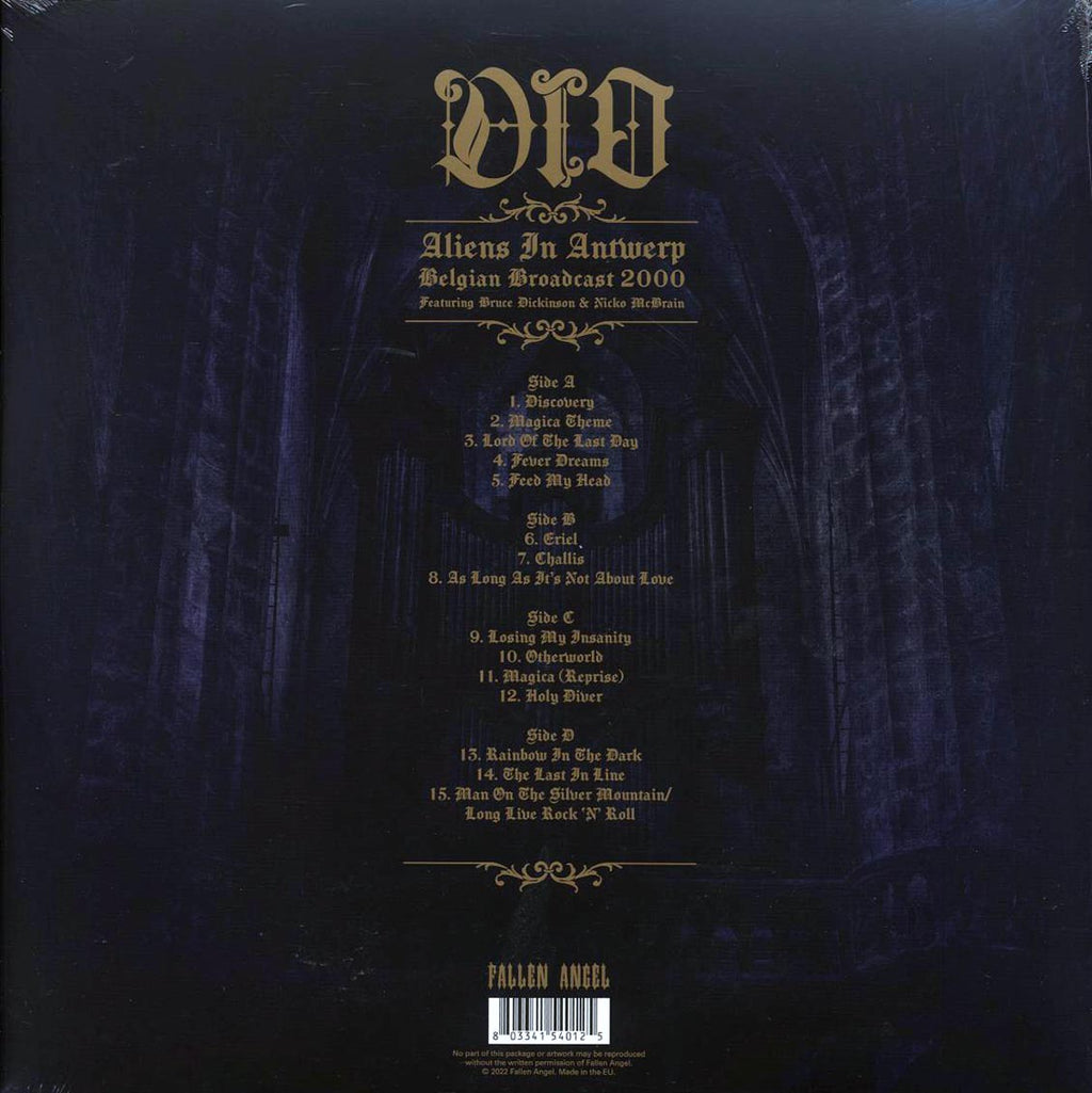 Dio, Bruce Dickinson, Nicko McBrain - Aliens In Antwerp Belgian Broadcast 2000 (2xLP) (clear/black splatter vinyl) vinyl LP back cover