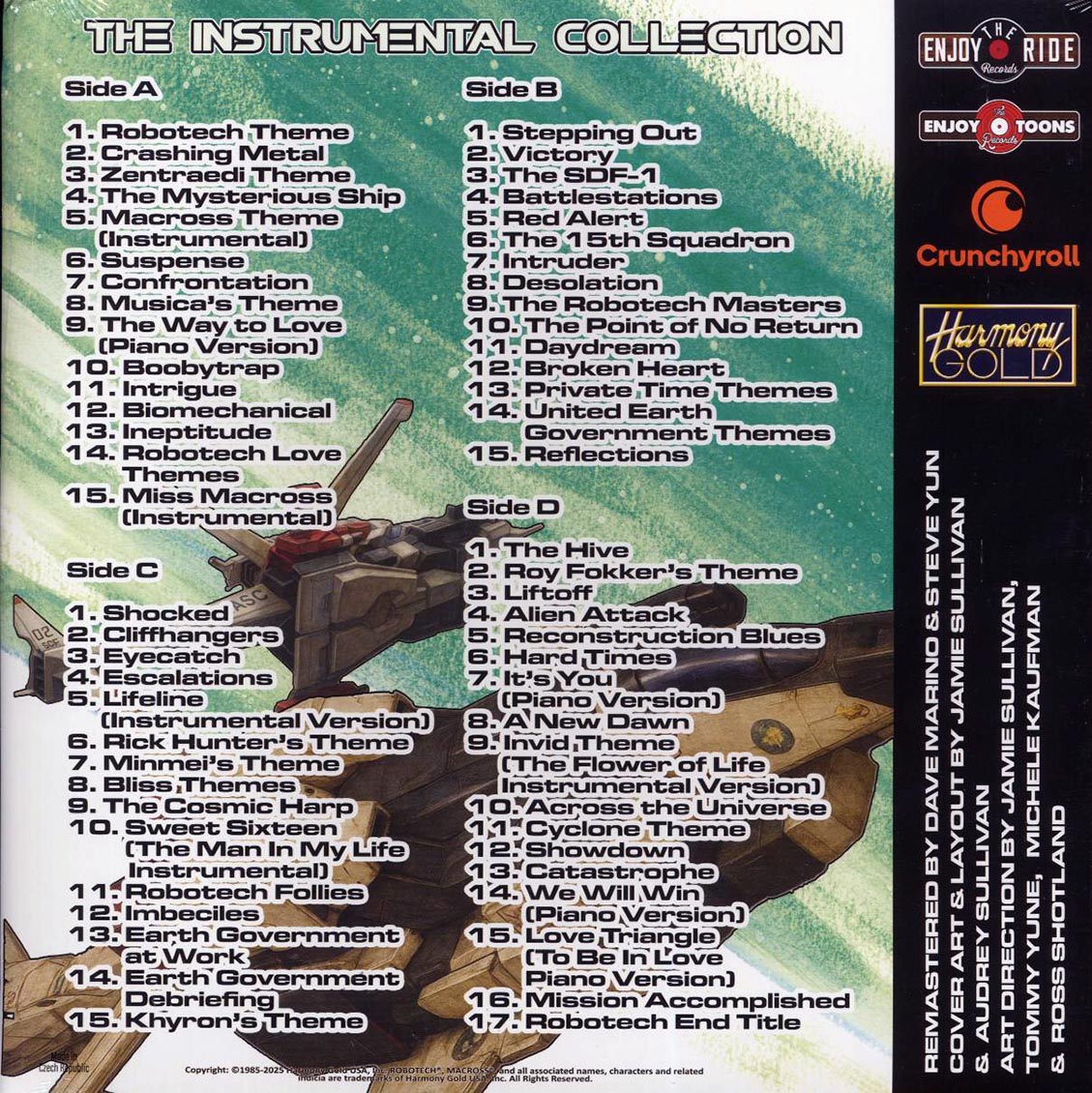 Various - Robotech: The Instrumental Collection (Coke Bottle Clear/Blue & White Splatter + Black/Grey Merge/Red Blob Colored Vinyl Edition) (ltd. 200 copies made) (2xLP) (colored vinyl) vinyl LP back cover