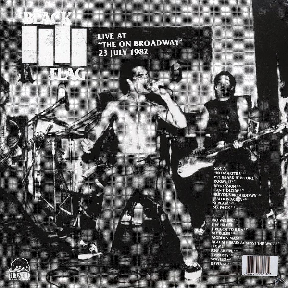 Black Flag - Live At The On Broadway 23 July 1982 vinyl LP back cover