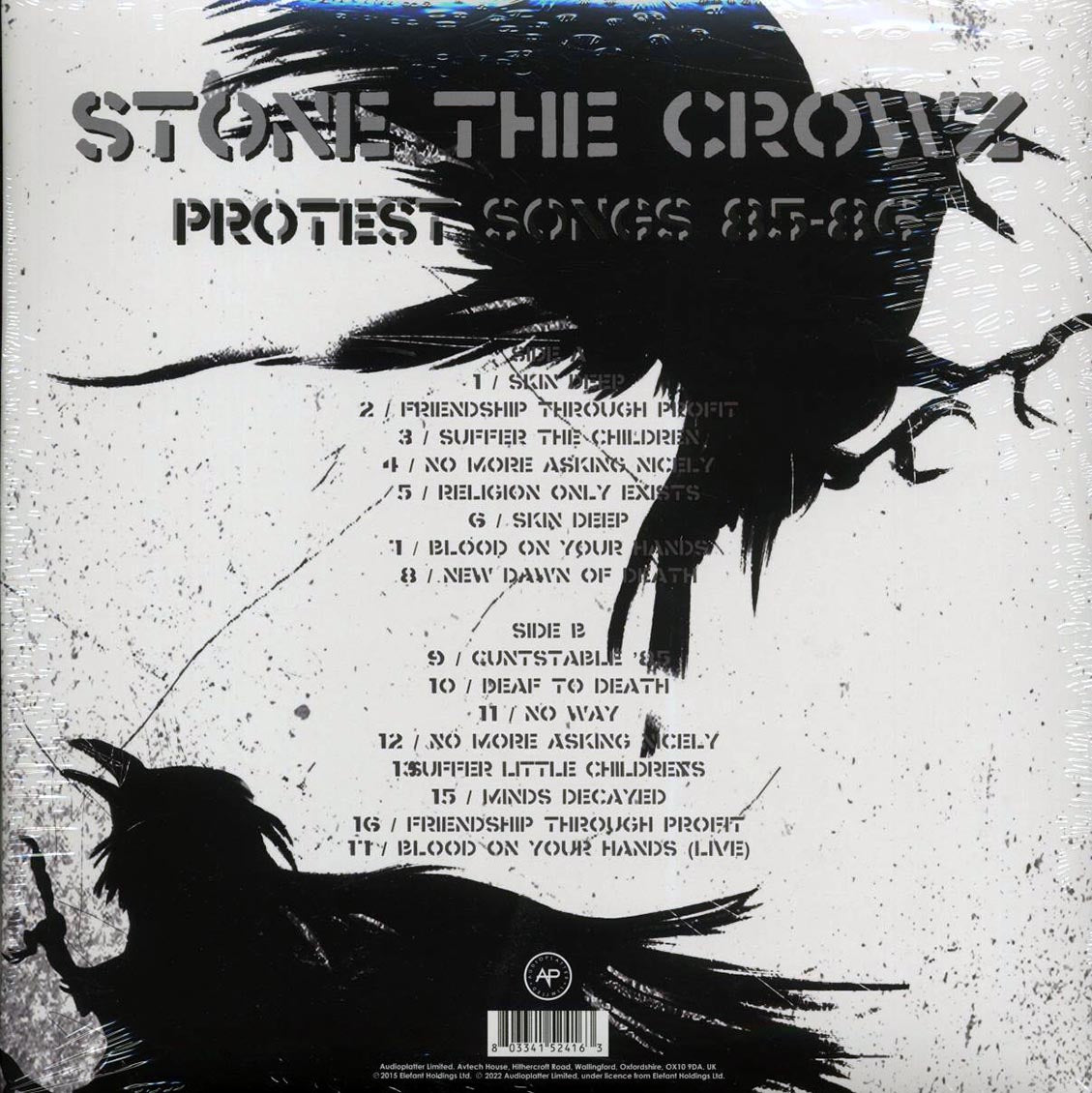 Stone The Crowz - Protest Songs 85-86 (clear vinyl) vinyl LP back cover