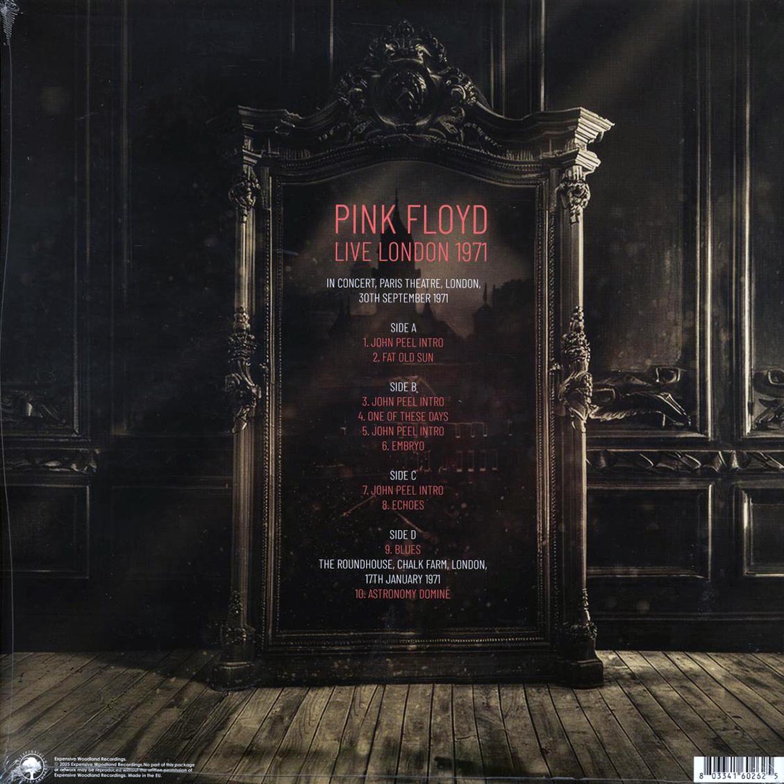 Pink Floyd - Live London 1971 (2xLP) (colored vinyl) vinyl LP back cover