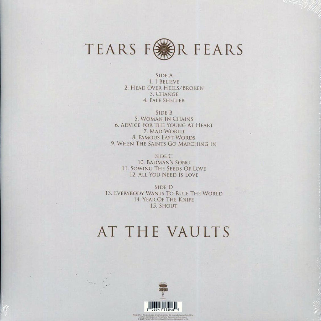 Tears For Fears - At The Vaults: Santa Barbara, CA, 26th May 1990 (2xLP) vinyl LP back cover
