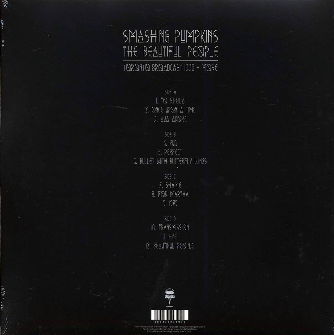 Smashing Pumpkins - The Beautiful People: Toronto Broadcast 1998 + More (2xLP) vinyl LP back cover