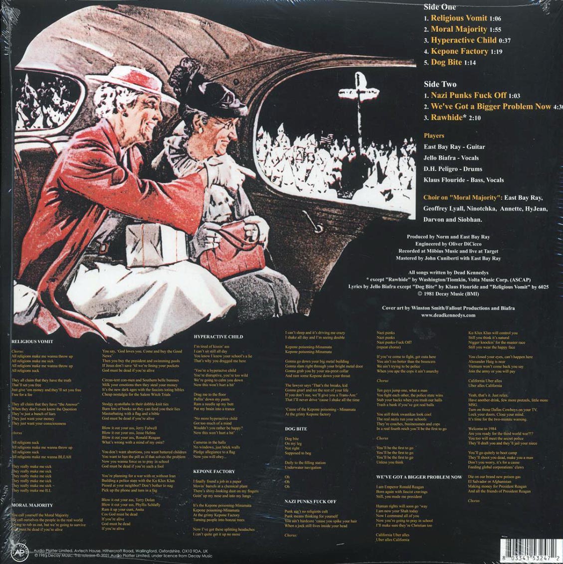 Dead Kennedys - In God We Trust, Inc. vinyl LP back cover