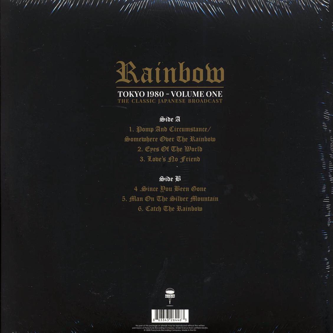 Rainbow - Tokyo 1980 Volume 1 (ltd. ed.) (red vinyl) vinyl LP back cover