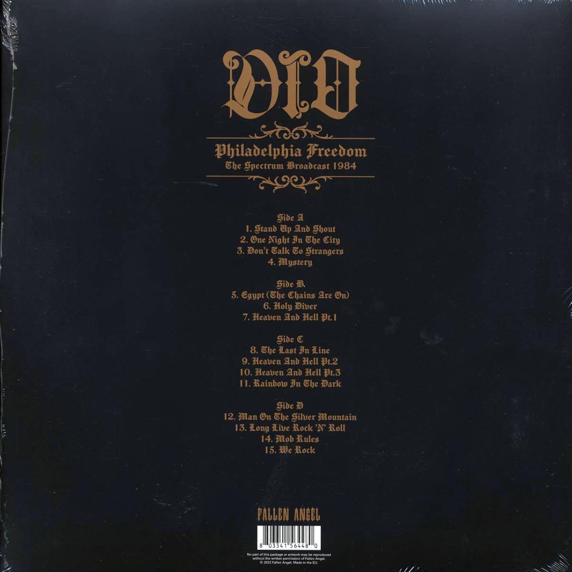 Dio - Philadelphia Freedom: The Spectrum Broadcast 1984 (2xLP) (clear vinyl) vinyl LP back cover