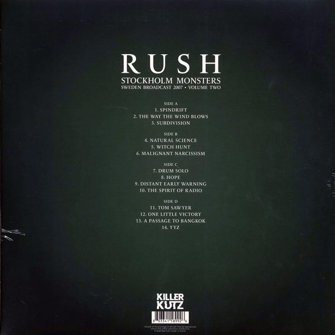 Rush - Stockholm Monsters Sweden Broadcast 2007 Volume 2 (2xLP) vinyl LP back cover