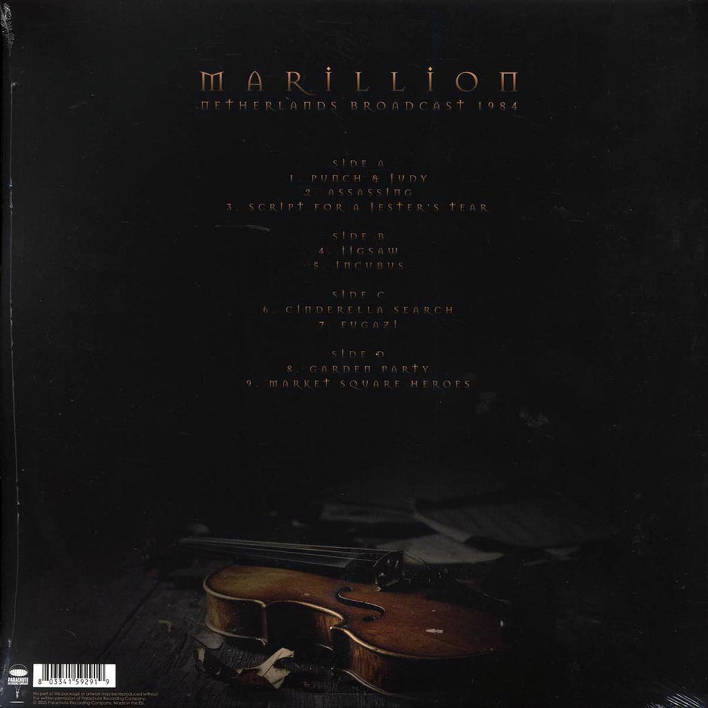 Marillion - Netherlands Broadcast 1984 (2xLP) (clear vinyl) vinyl LP back cover