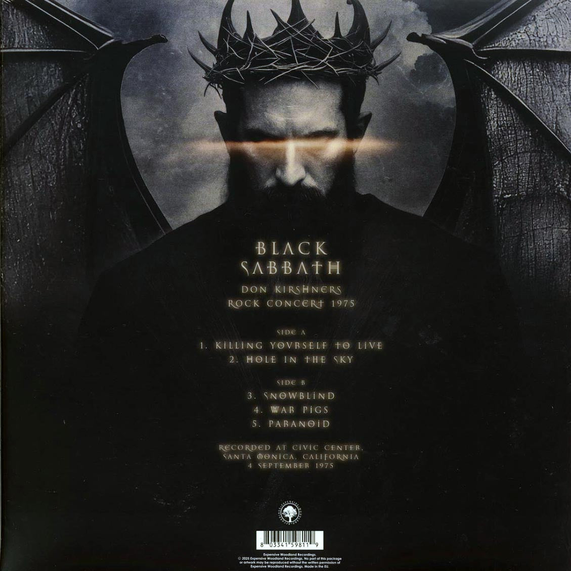 Black Sabbath - Don Kirshner's Rock Concert 1975 (ltd. ed.) (clear vinyl) vinyl LP back cover