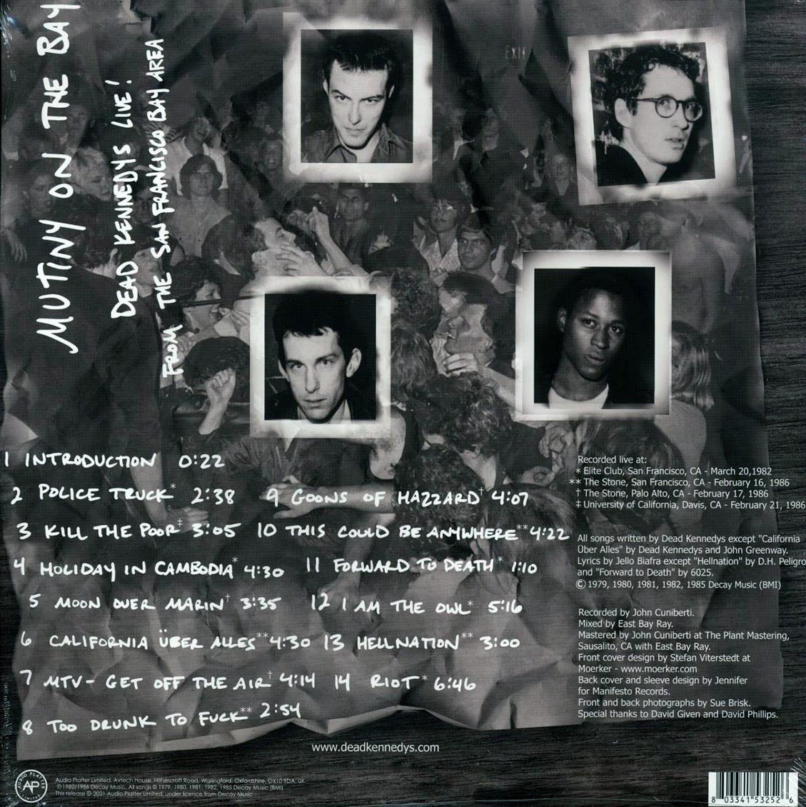 Dead Kennedys - Mutiny On The Bay: Dead Kennedys Live! From The San Francisco Bay Area (2xLP) vinyl LP back cover