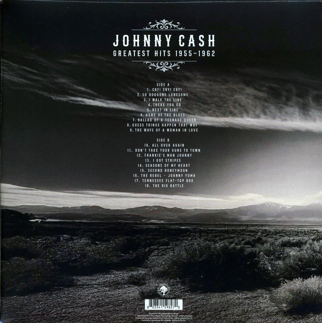 Johnny Cash - Greatest Hits 1955-1962 (ltd. ed.) (clear vinyl) vinyl LP back cover