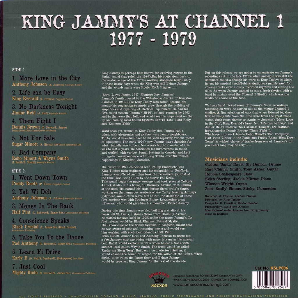 Jr. Reid, Half Pint, Wayne Smith, Pad Anthony, Etc. - King Jammy At Channel One (180g) vinyl LP back cover