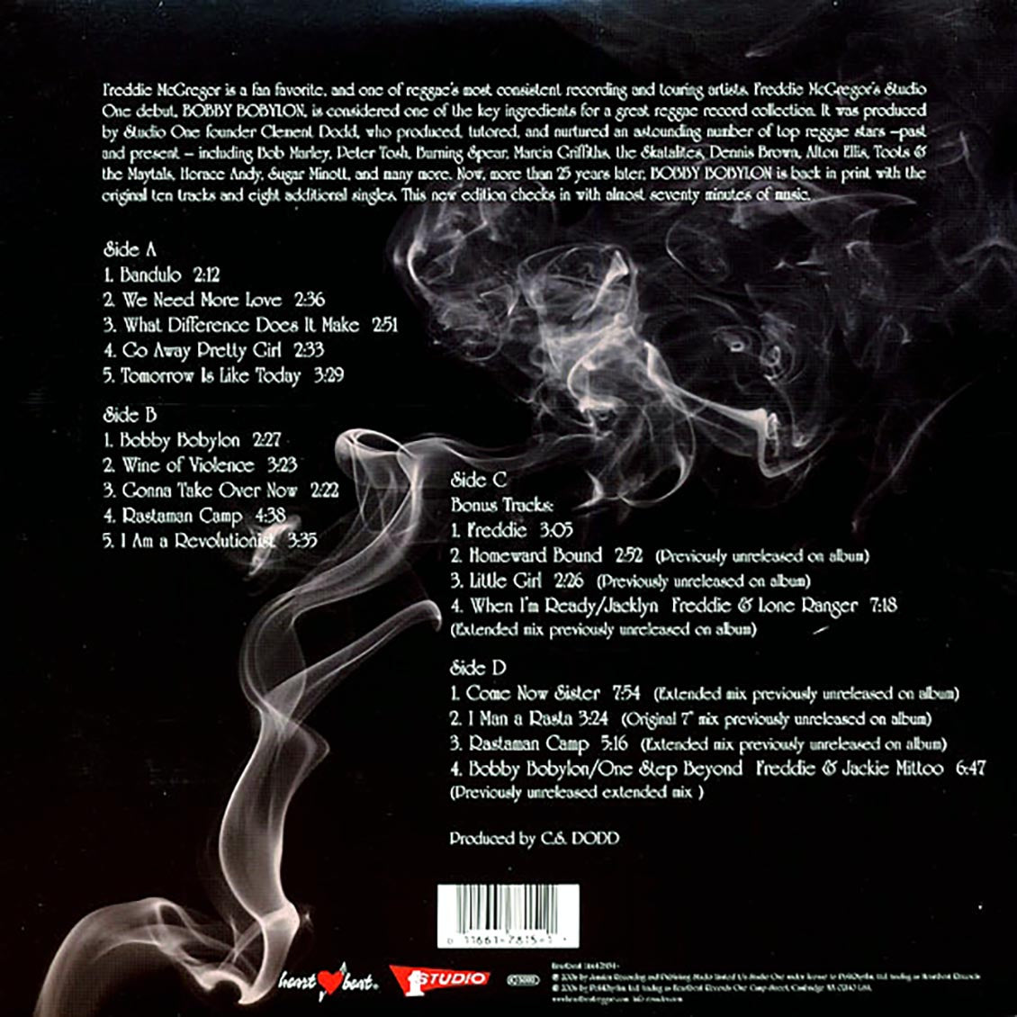 Freddie McGregor - Bobby Bobylon (2xLP) vinyl LP back cover