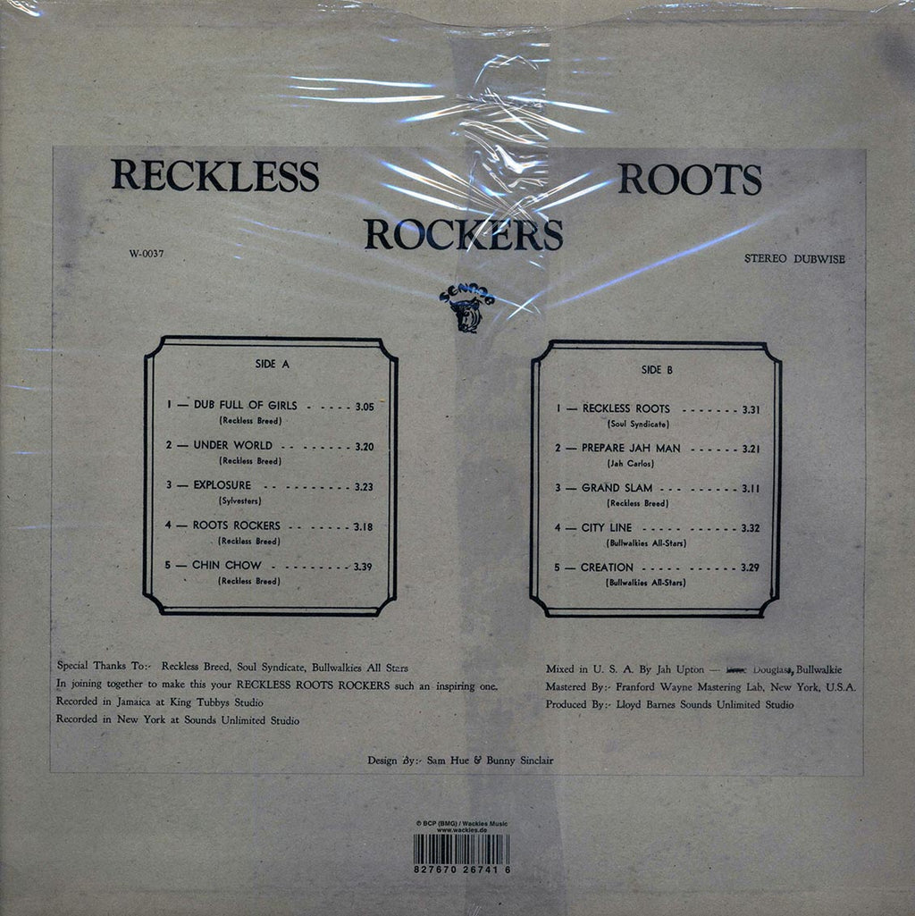 Wackie's - Reckless Roots Rockers vinyl LP back cover