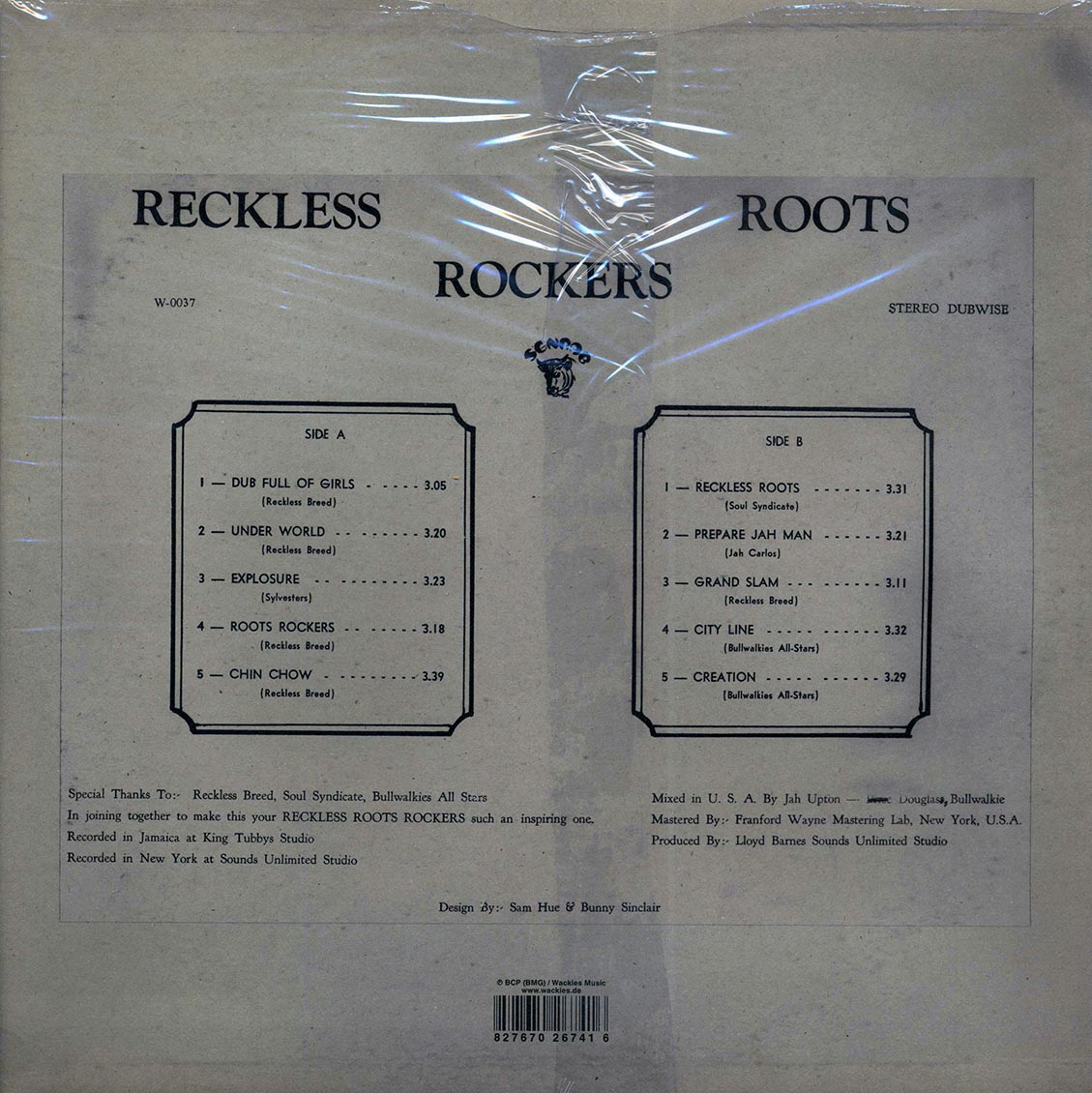 Wackie's - Reckless Roots Rockers vinyl LP back cover