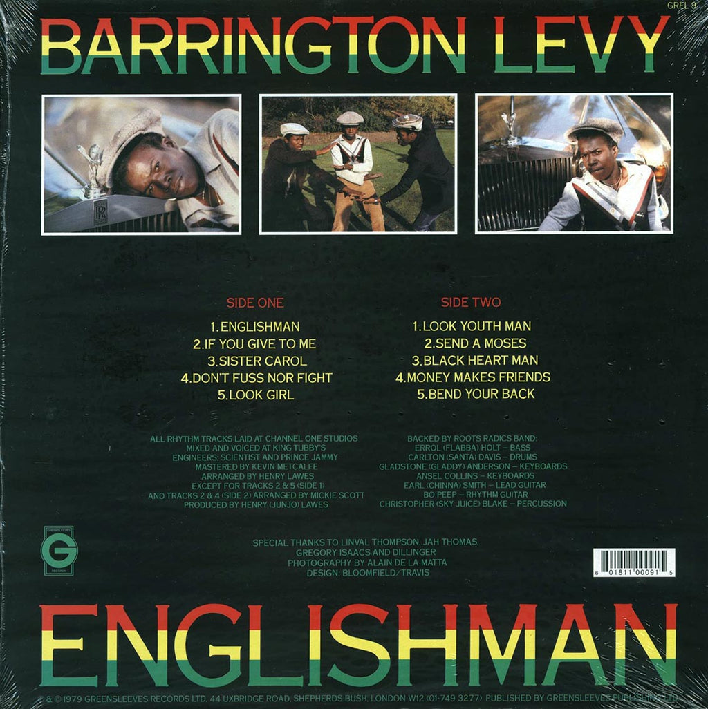 Barrington Levy - Englishman vinyl LP back cover