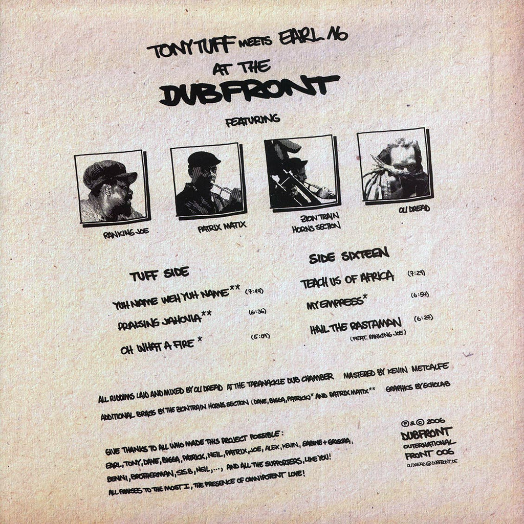 Tony Tuff, Earl Sixteen - Tony Tuff Meets Earl 16 At The Dubfront (2006 FIRST PRESS) (orig. press) vinyl LP back cover