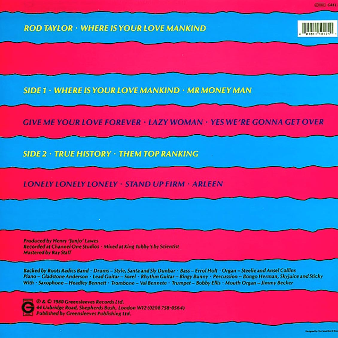 Rod Taylor - Where Is Your Love Mankind vinyl LP back cover