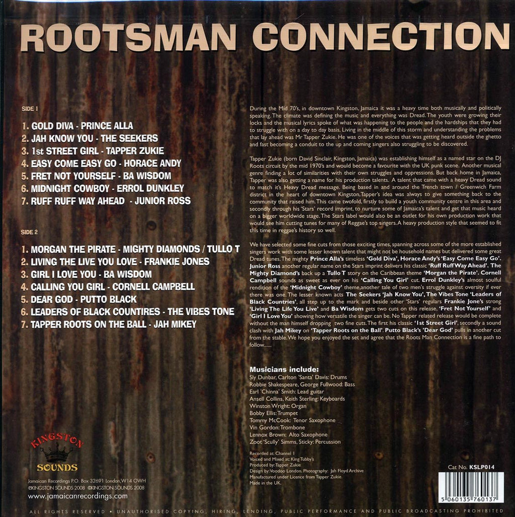 Tappa Zukie, Prince Alla, Etc. - Rootsman Connection (180g) vinyl LP back cover