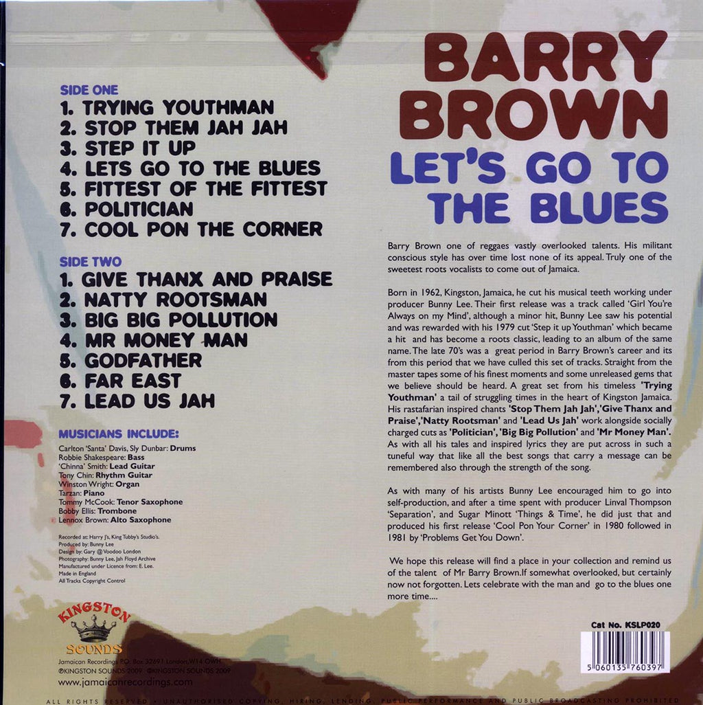 Barry Brown - Let's Go To The Blues (180g) vinyl LP back cover
