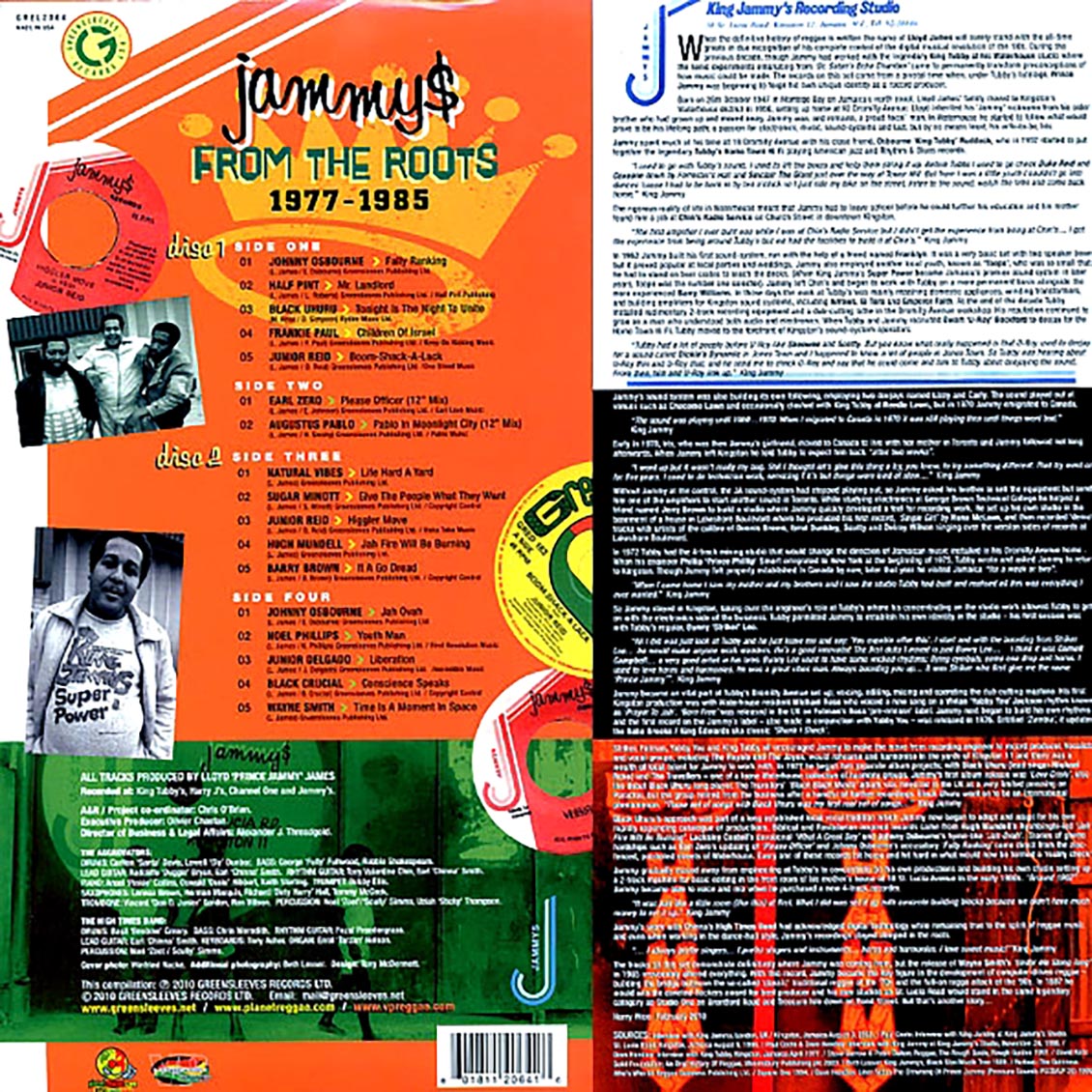 Black Uhuru, Johnny Osbourne, Hugh Mundell, Lacksley Castell, Etc. - Jammys From The Roots (2xLP) vinyl LP back cover