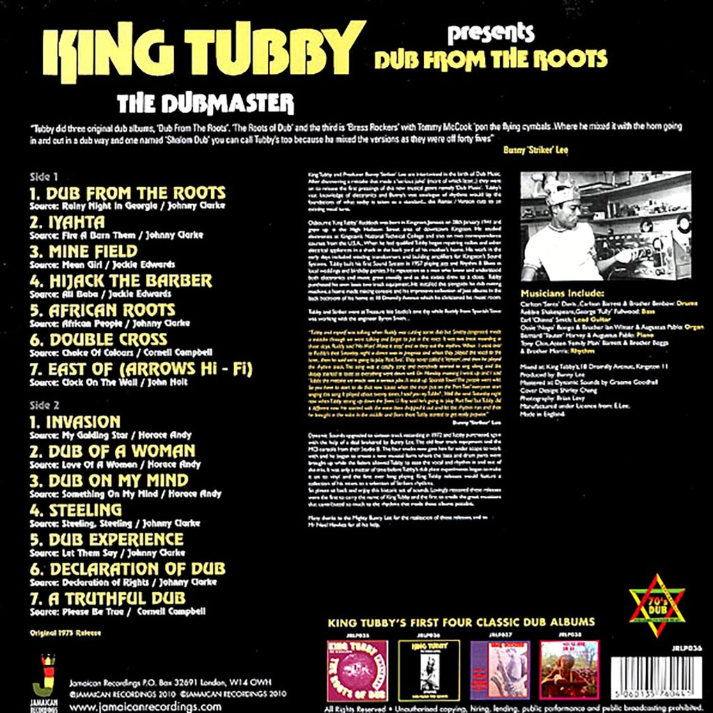 King Tubby - Dub From The Roots (The Dubmaster Presents) (180g) vinyl LP back cover