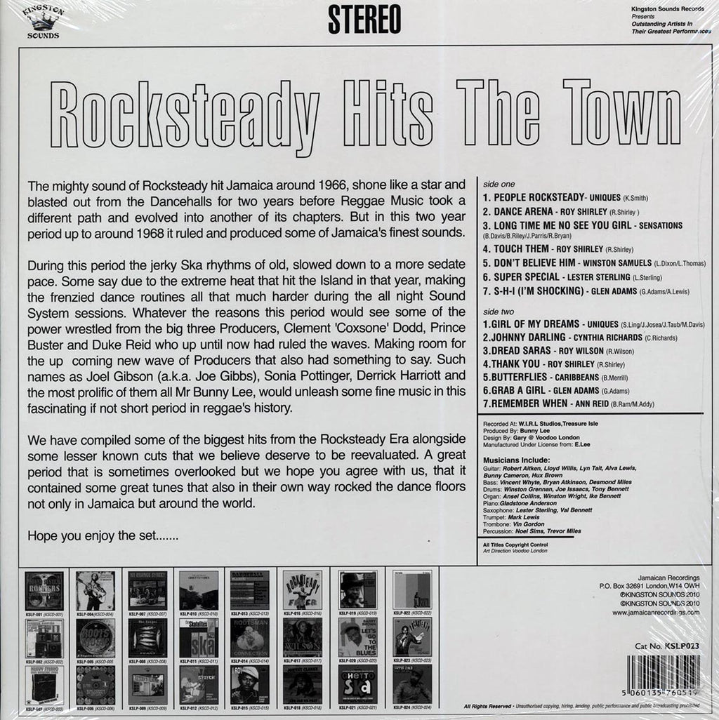 Lester Sterling, Glen Adams, Uniques, Etc. - Rocksteady Hits The Town (180g) vinyl LP back cover