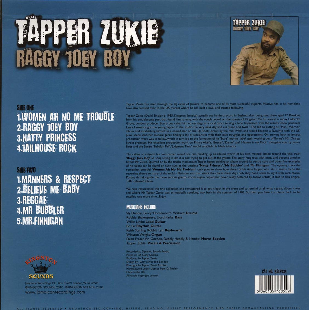Tappa Zukie - Raggy Joey Boy (180g) vinyl LP back cover