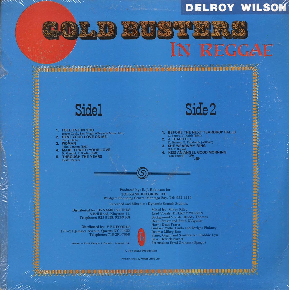 Delroy Wilson - Gold Busters In Reggae (Jamaica press) (orig. press) vinyl LP back cover