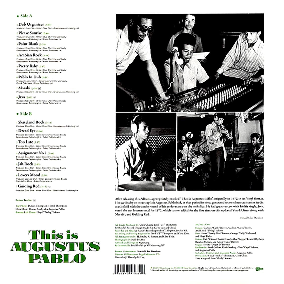 Augustus Pablo - This Is Augustus Pablo vinyl LP back cover
