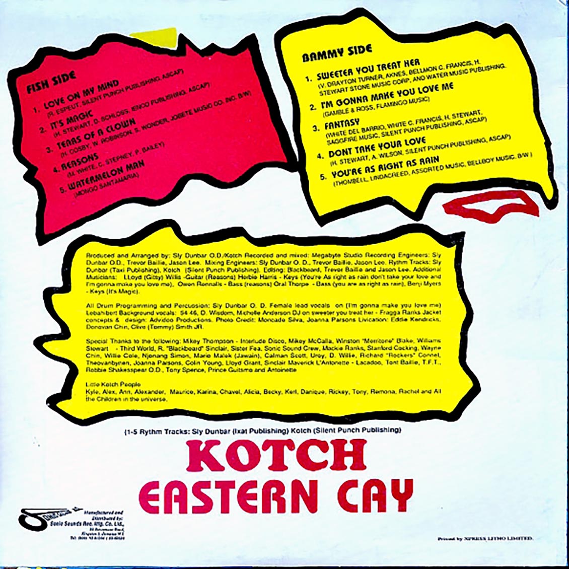 Kotch - Eastern Clay (Jamaica press) (orig. press) vinyl LP back cover