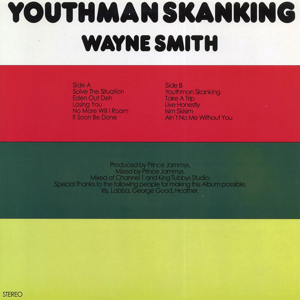 Wayne Smith - Youthman Skanking (2011 FIRST PRESS) vinyl LP back cover