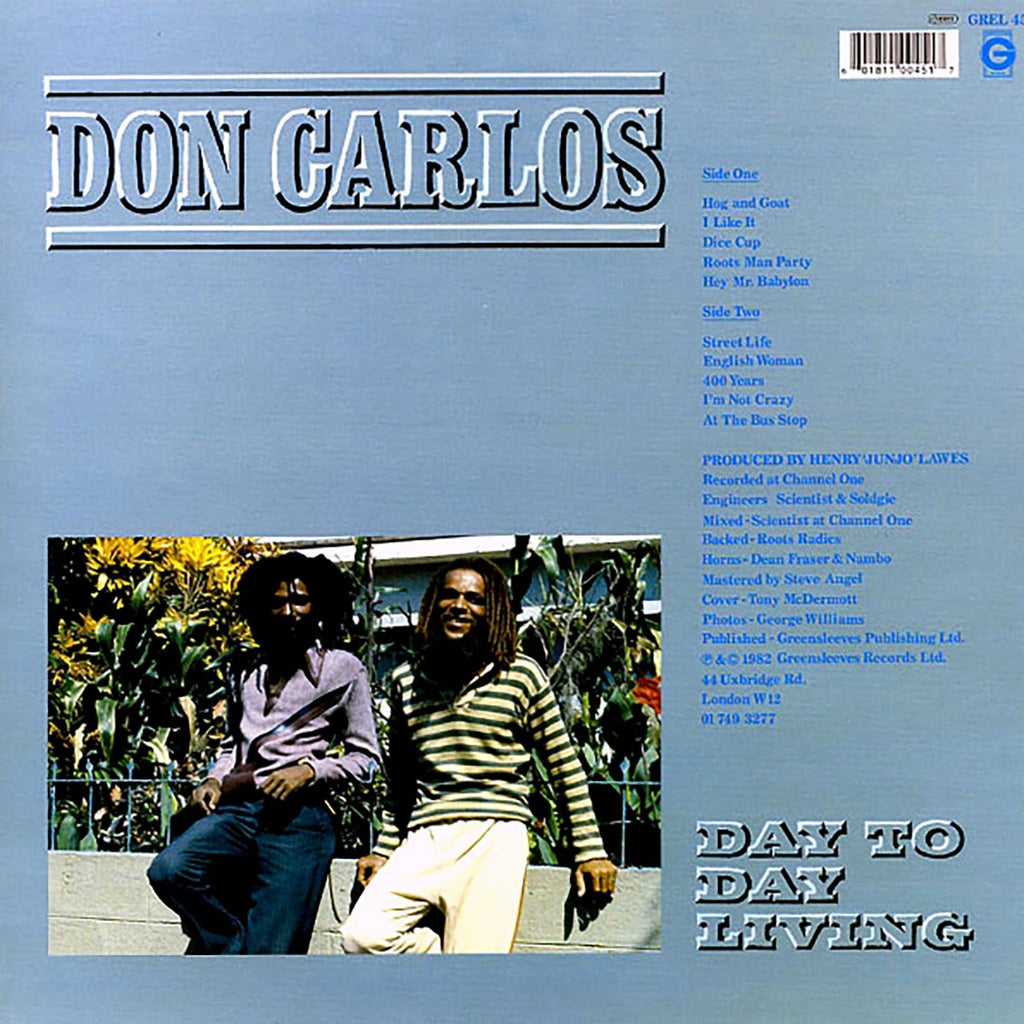 Don Carlos - Day To Day Living vinyl LP back cover