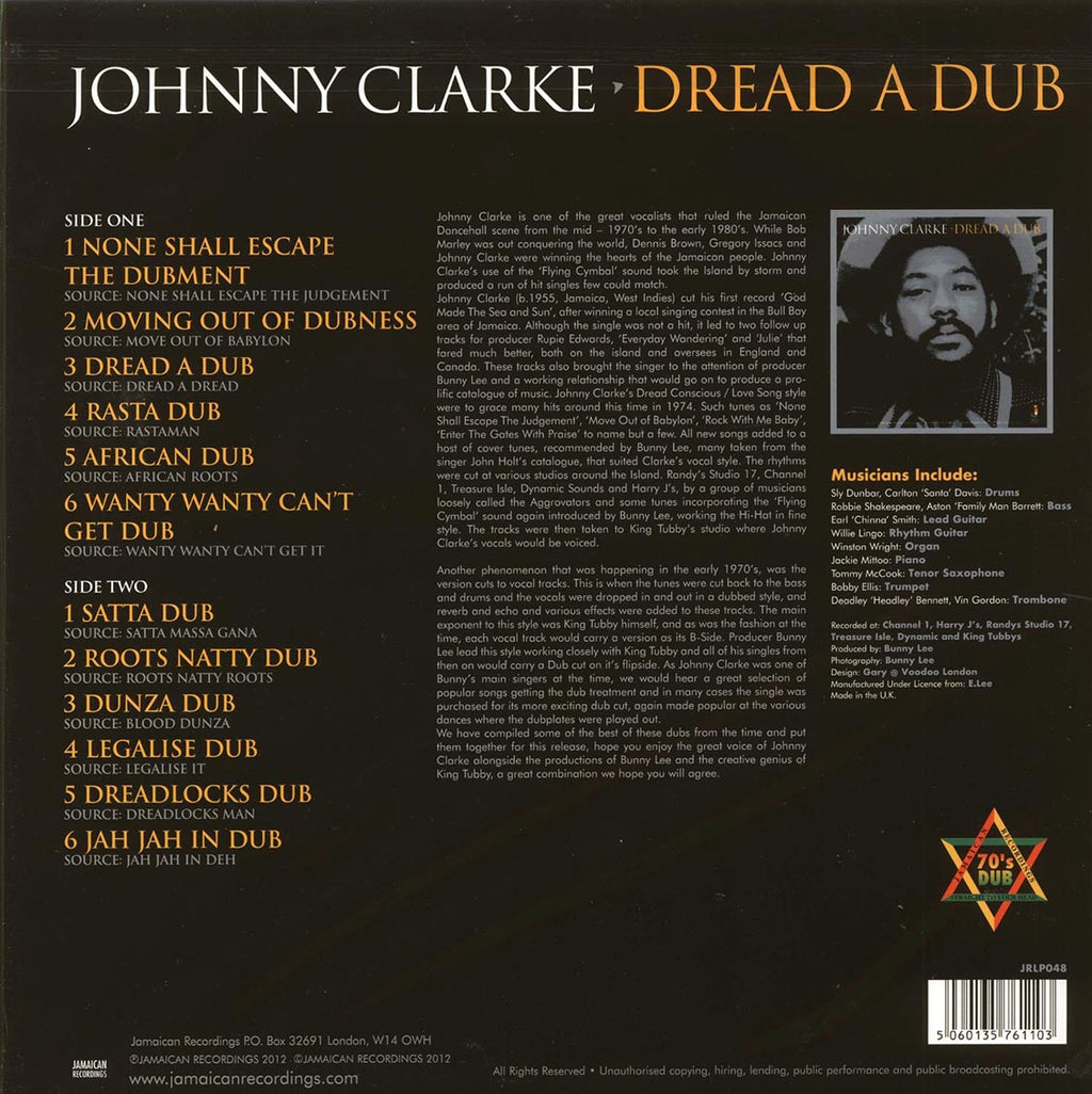 Johnny Clarke - Dread A Dub (180g) vinyl LP back cover