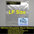 Record Bags - Pack of 100 Polypropylene Crystal Clear LP Bags With Resealable Flap vinyl LP front cover