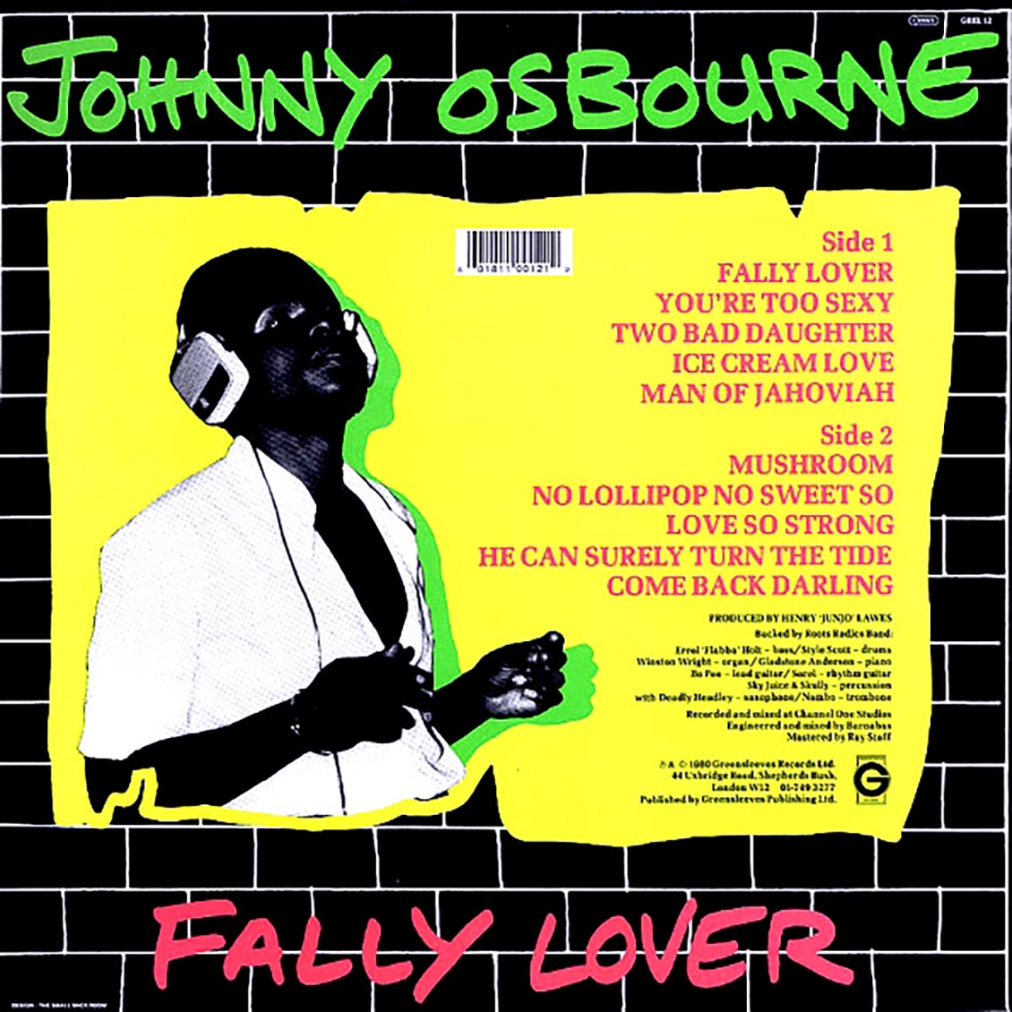 Johnny Osbourne - Fally Lover vinyl LP back cover