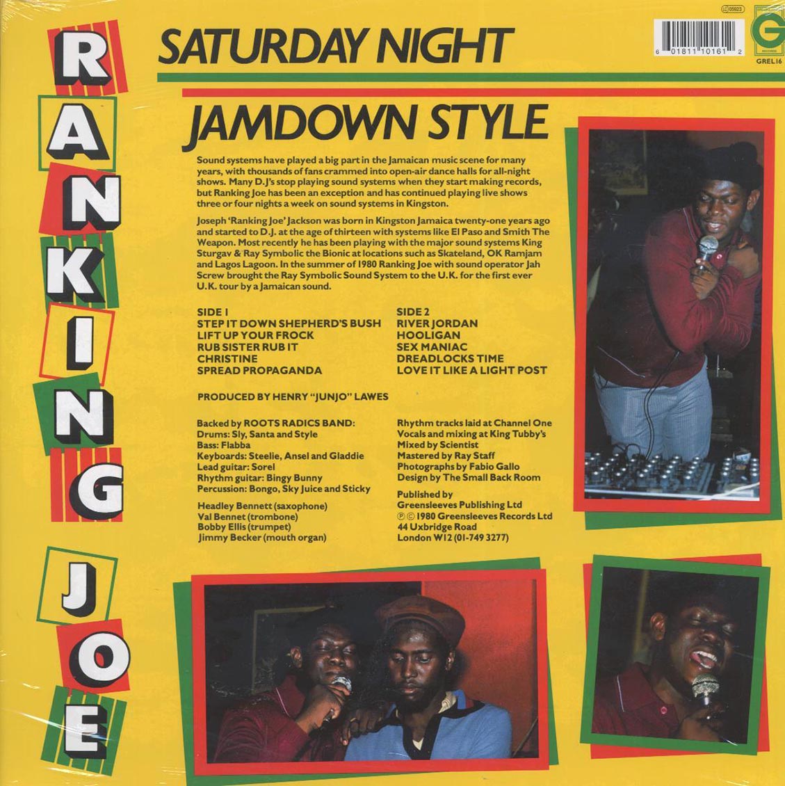 Ranking Joe - Saturday Night Jamdown Style vinyl LP back cover