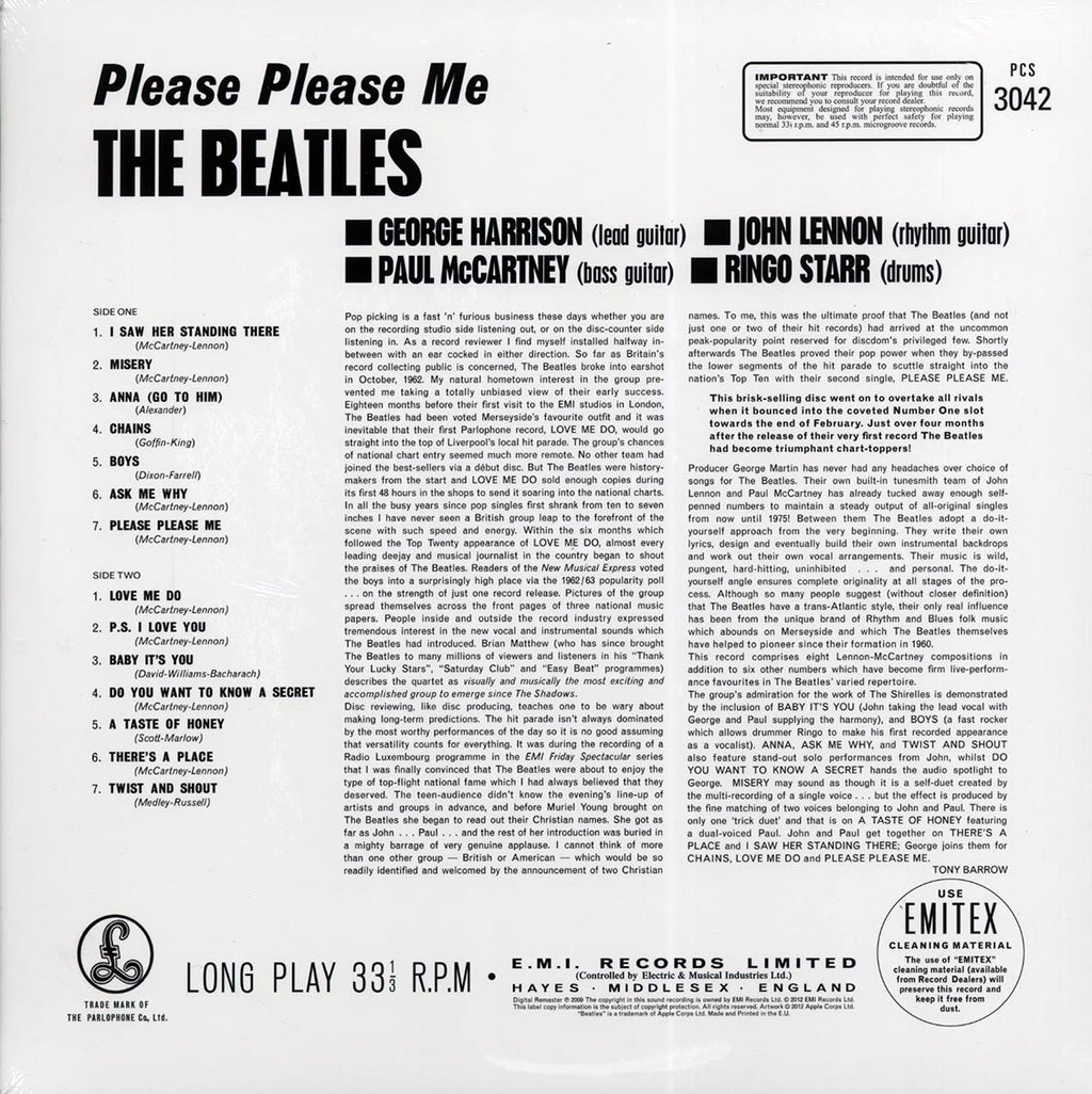 The Beatles - Please Please Me (stereo) (180g) vinyl LP back cover