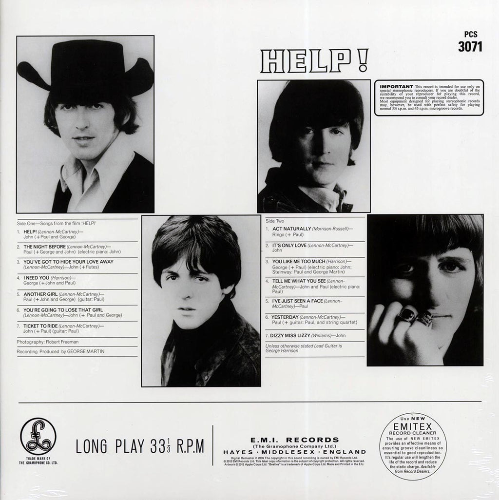 The Beatles - Help! (stereo) (180g) vinyl LP back cover